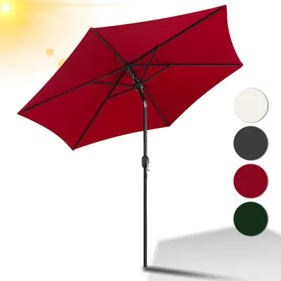 Produktbild von Jopassy Sonnenschirm Ø2.7m Gartenschirm 360° drehbar Terrassenschirm Ampelschirm Marktschirm Strandschirm - Rot