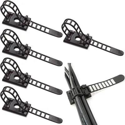 Produktbild von Famanu Kabelclips Verstellbar – 50 Stück Selbstklebende Schwarze Kabelklemmen