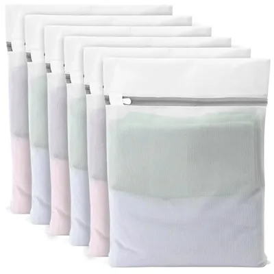 Produktbild von Wäschesack Wäschenetz Waschbeutel - Mit Reißverschluss - 40 x 30 cm - 6 Stück - Mesh