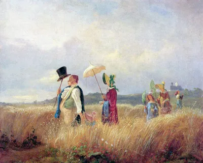 Produktbild von Carl Spitzweg Kunstdruck Bild - Der Sonntagsspaziergang (40 x 50 cm)