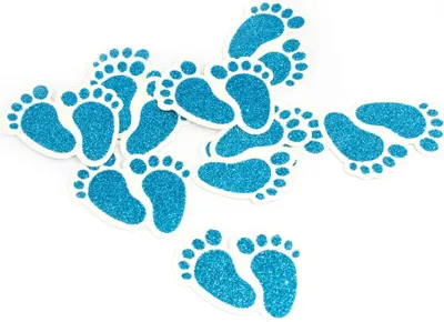 Produktbild von Oblique Unique 10 Konfetti Baby Füßchen für Junge Baby Shower Deko Geburt - blau