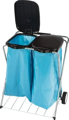 Image de Collecteur de déchets E/D/E, capacité 2 x 120 litres, mobile, avec couvercle, robuste