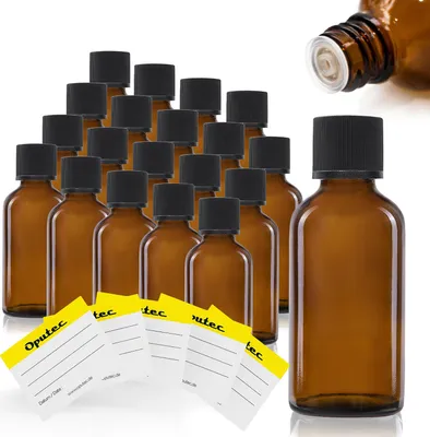 Obrázek produktu pro 20 x 30 ml lahvička s kapátkem, hnědé sklo, černé víčko