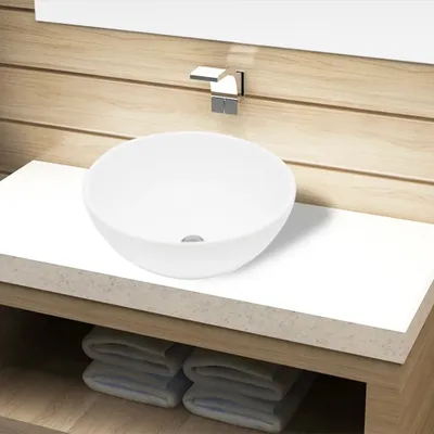 Produktbild von vidaXL Umywalka ceramiczna biała okrągła