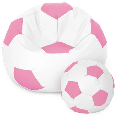 Produktbild von Fußball Sessel mit Füllung EPS Perlen Sitzsack Beanbag Sitzkissen 50cm Weiß und Rosa Sitzkissen Kissen Sitzsäcke Wohnzimmer Sitzsackbezug Gamer
