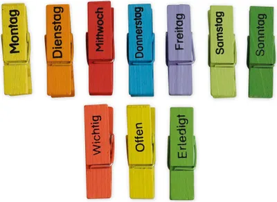 Produktbild von TimeTEX Wochentags-Klammern 10-tlg., farbig, mit Magnet