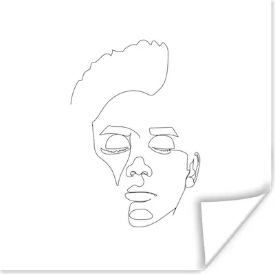 Produktbild von MuchoWow® Poster Mann - Strichzeichnung - Kopf 75x75 cm - Wand Dekoration