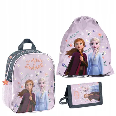 Image de Ensemble de sac à dos PASO pour la maternelle FROZEN, 3 pièces – sac à dos, porte-monnaie, sac de sport – pour enfants, maternelle