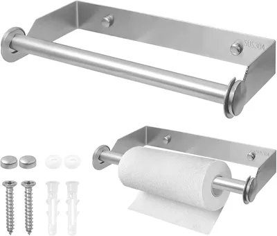 Produktbild von Wandmontierter Küchenrollenhalter aus Edelstahl, 33 cm, für Papierhandtücher