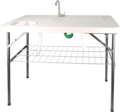 Produktbild von Klappbarer Filetiertisch, Camping Spüle mit 2 Spülbecken und Sprühdüse