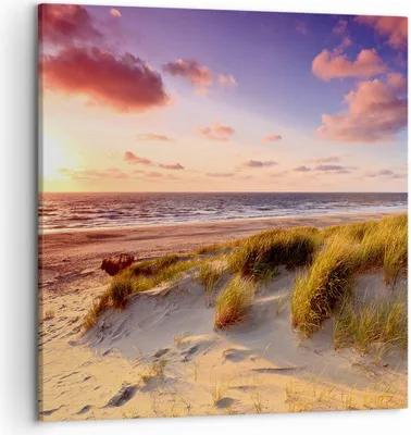 Produktbild von Bild auf Leinwand - Leinwandbild - Meer Strand Düne - 50x50cm - Wand Bild - Wanddeko - Wandbilder - Leinwanddruck - Bilder - Kunstdruck - Wanddekoration - Leinwand bilder - Wandkunst - AC50x50-3540