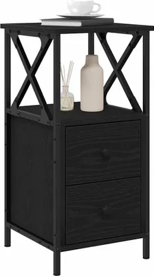 Image de vidaXL Table de chevet noir aspect chêne 34 x 35,5 x 70 cm en aggloméré