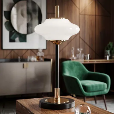 Obrázek produktu pro Stolní lampa z kovu a skla, zlatá (ø 22 x 46 cm)