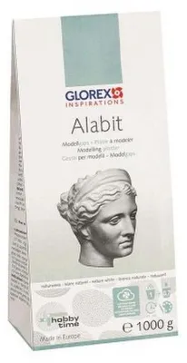 Obrázok produktu pre Glorex Alabit modelovací sadrový prášok 1 kg, prírodná biela farba
