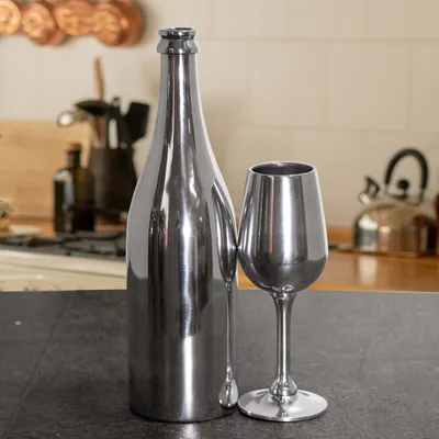 Produktbild von Dekoflasche, Dekokelch, Aluminium, Dekoration, Silber