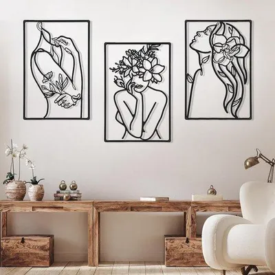 Produktbild von Famanu Wanddekoration 3 Stück 35 x 25 cm - Moderne Metallkunst