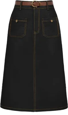 Zdjęcie produktu dla Spódnica jeansowa damska, model ołówkowy, elegancka, wygodna, czarna, rozmiar 36 (S)