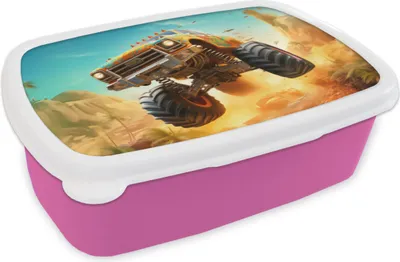 Produktbild von KitchenYeah® Lunchbox Brotzeit Brotdose 17x11 cm Monstertruck - Kind - Junge - Auto Kinder Brotzeitdose - Lunchpaket - Brotkasten  - Sandwich Box