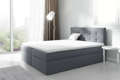 Produktbild von Boxspringbett Schlafzimmerbett PARLA 180x200cm Stoff Dunkelgrau