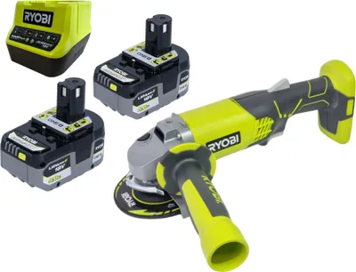 Produktbild von RYOBI R18AG-0 Akku Winkelschleifer 18 V ONE+ 115 mm + 2x Akku 5,0 Ah + Ladegerät