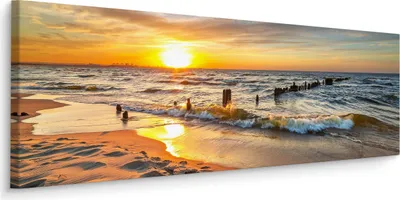 Obrázek produktu pro Panoramatický obraz Baltské moře Pláž Západ slunce Krajina 145x45cm