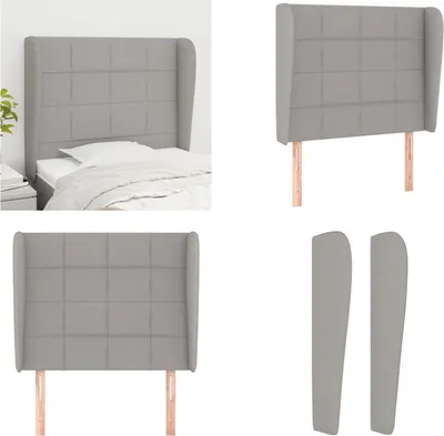 Image de vidaXL Tête de lit avec oreilles gris clair 83x23x118/128 cm Tissu - Tête de lit - Têtes de lit - Tête de lit