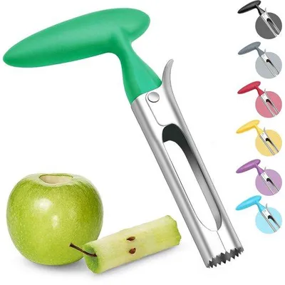 Produktbild von Ibenzoa® Apfelentkerner mit ergonomischem ABS‑Griff, gezahntes Messer aus rostfreiem 304 Edelstahl – Apfelausstecher für Äpfel & Birnen