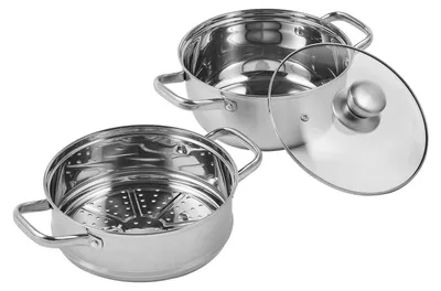 Obrázek produktu pro Parní hrnec, 24 cm (9,5 palce) pro vaření v páře s 5litrovým hrncem a pařákem na zeleninu, nerezová ocel 304, bezpečná pro potraviny, nádobí na vaření v páře s poklicí pro plynové, elektrické, indukční a grilovací sporáky