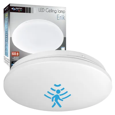 Produktbild von MasterLED LED Deckenlampe mit Sensor IP44 Wasserfest Badleuchte Flur Wandlampe 12W 4000K Neutralweiß Rund 25cm