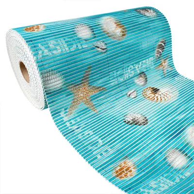 Produktbild von Weichschaummatte Bad 65x200 cm - Seaside - Badematte aus weichem, atmungsaktivem PVC - Antirutschmatte Bad für Innen- und Außenbereiche - Badteppich Weichschaum mit sicherem Halt auch bei Nässe