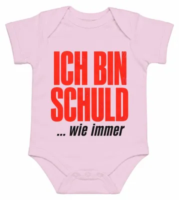 Productafbeelding van Ik ben schuldig, zoals altijd. Grappig, sarcastisch, ironisch. Statement. Zondebok. Babybody, roze, maat 6/12