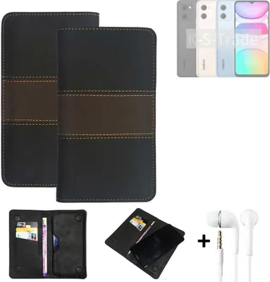 Produktbild von K-S-Trade Handyhülle + Kopfhörer kompatibel mit UMIDIGI C2 Schutzhülle Walletcase Bookstyle Tasche Schutz Case Hülle Wallet Cover Kunstleder