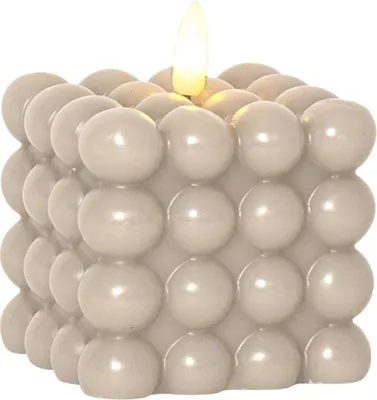 Produktbild von Star Trading 061-51 LED-Wachskerze "Flamme Dot"Farbe: beige, warmwhite LED,ca. 7,5x9,5 cm, bewegende Flamme,Batterie, Timer, Vierfarb-Karton
