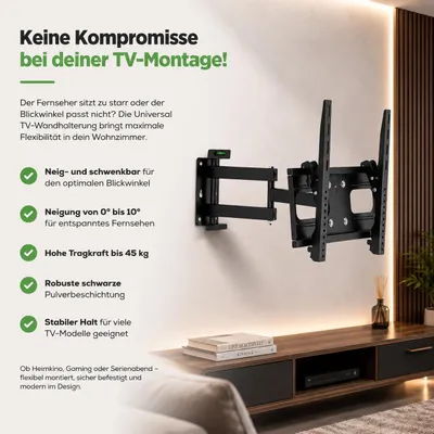 Produktbild von Universal TV Wandhalterung: Schwenkbar & Neigbar bis 55 Zoll