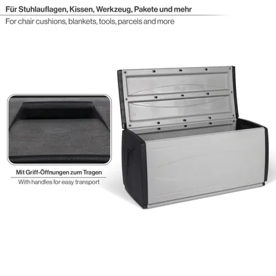 Produktbild von Kreher XXL Kissenbox 308 Liter Volumen aus Kunststoff in Schwarz/Grau