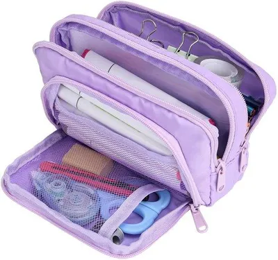 Image de Unyqoos® Étui à crayons grand format avec 3 compartiments – 21 x 8 x 13 cm, pouvant contenir jusqu'à 100 stylos, poche latérale en mesh, résistant aux déchirures et aux rayures, idéal pour l'école et le bureau