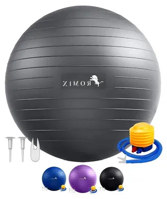 Immagine prodotto di Palla ginnastica da 55 cm, 65 cm, 75 cm, palla da seduta anti-scoppio con pompa ad aria per equilibrio e stabilità, palla gonfiabile per pilates adatta agli esercizi di yoga, palla per fitness, palla ginnastica per la gravidanza - Argento