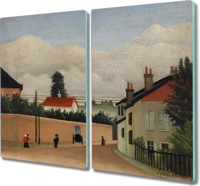 Produktbild von Coloray Küchenbrett Kochplattenabdeckung Hackbrett Schneidebrett Herdabdeckplatte 2x30x52 cm - Stadtstraße Berg Himmel