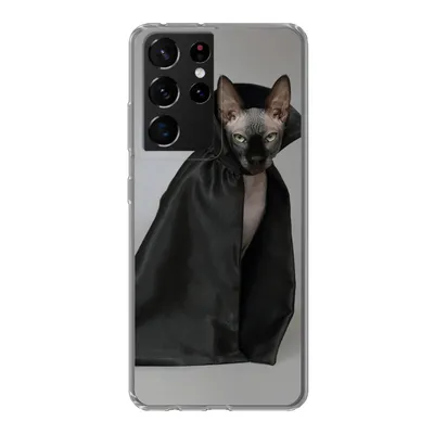 Produktbild von MuchoWow® Handyhülle Schutzhülle Hülle für Samsung Galaxy S21 Ultra Katze - Umhang - Schwarz Silikon Softcase Handy Hülle - Mobiltelefon