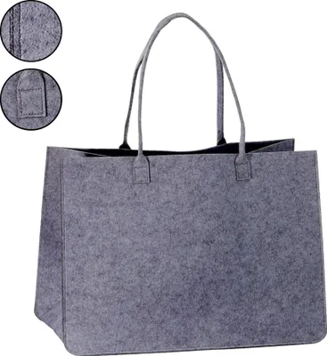 Produktbild von Filztasche mit Henkel mittelgrau Einkaufstasche Shopper Tasche Filzkorb Aufbewahrungstasche