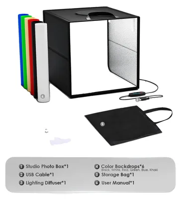 Immagine prodotto di Lightbox per fotografia, illuminazione regolabile, design portatile, B
