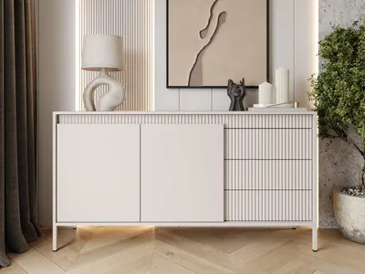 Produktbild von GrainGold Kommode Sorano - Kommode mit Schubladen und Türen - Sideboard, TV-Kommode - Kommode Beige