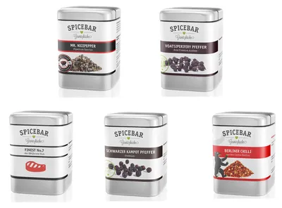 Produktbild von Spicebar Pfeffer - verschiedene Sorten in der Dose - Schwarzer Kampot Pfeffer