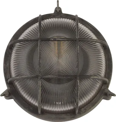 Produktbild von Außenwandlampe Aluminium Glas rund Ø 26,5 cm IP44 in Silber Antik E27 Maritim Außenlampe Wand