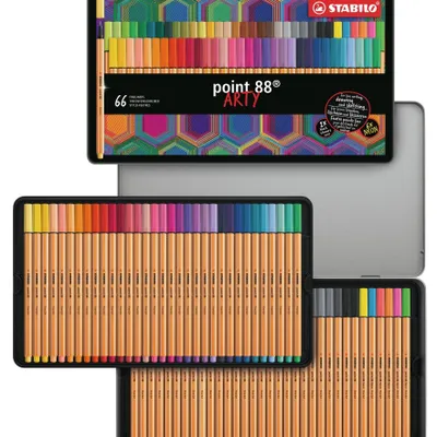 Immagine prodotto di Fineliner - STABILO punta 88 - ARTY - 66 astuccio in metallo - con 65 colori diversi