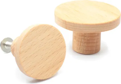 Produktbild von Möbelknopf aus massivem Buchenholz, Holzknopf Ø 30 mm, Möbelknopf aus Holz
