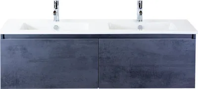 Produktbild von Sanox Badmöbel-Set Frozen BxHxT 141 x 42 x 46 cm Frontfarbe betonanthrazit mit Waschtisch Keramik weiß 75735141