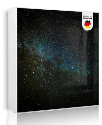 Produktbild von banjado Schlüsselkasten aus Metall, 30x30cm groß mit 32 Haken, als Magnettafel nutzbar, Korpus weiß, Anschlag links, Nachthimmel [SKGW2 12721]