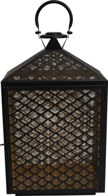 Produktbild von Laterne KIRA groß Metall schwarz gold rechteckig 30x16x50cm