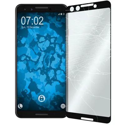 Produktbild von 2er-Pack PhoneNatic Glas-Folie klar full-screen schwarz kompatibel mit Google Pixel 3 - Panzerglas für Pixel 3